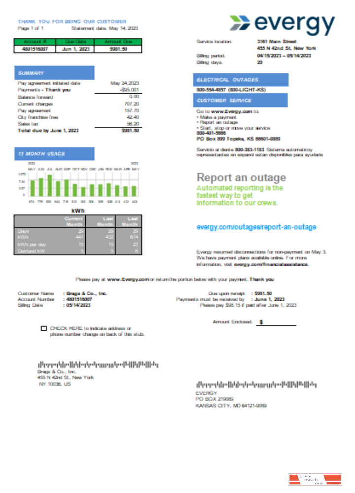 Missouri Evergy electricity utility business bill, SCR PSD template